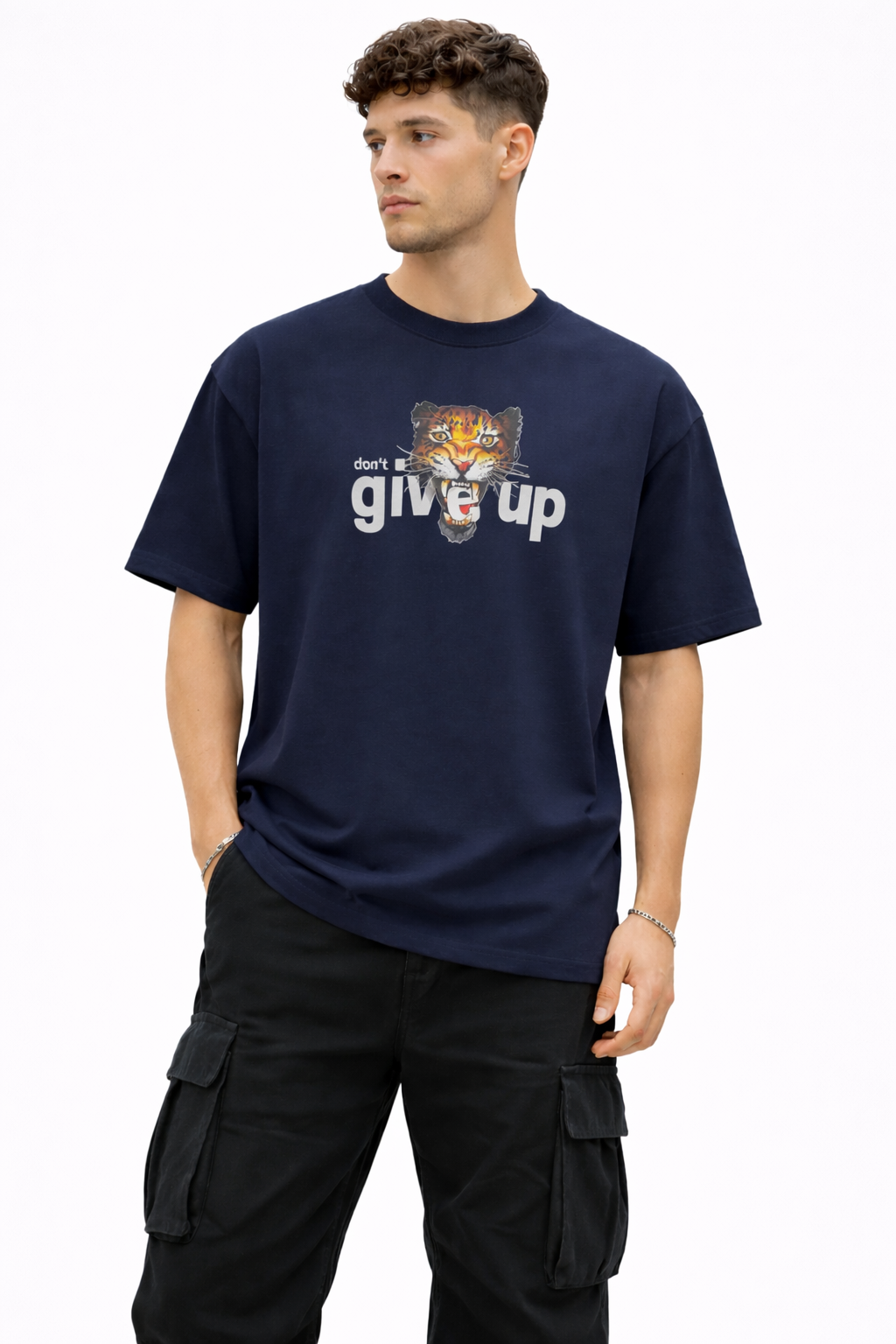 Oversized Neavy Blue printed t shirt