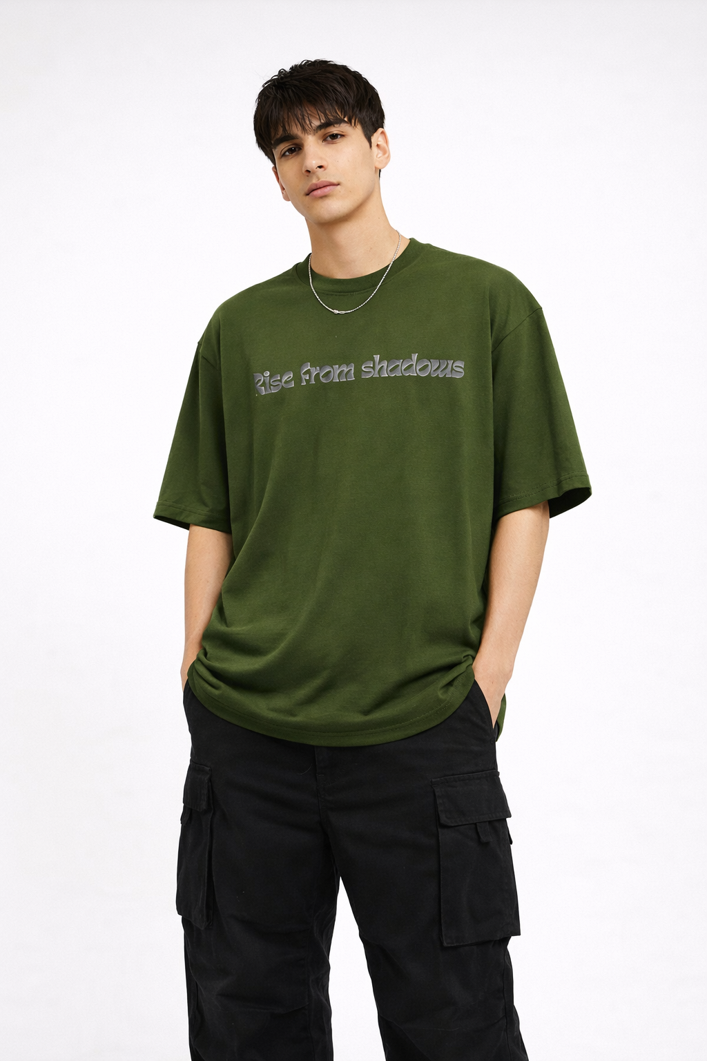 Army Green Phoenix Graphic oversized T-Shirt