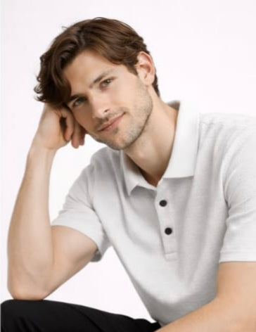 White textured polo t shirt