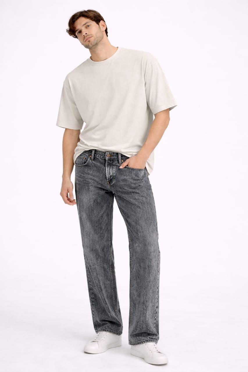 Ash white wash relaxed fit jeans
