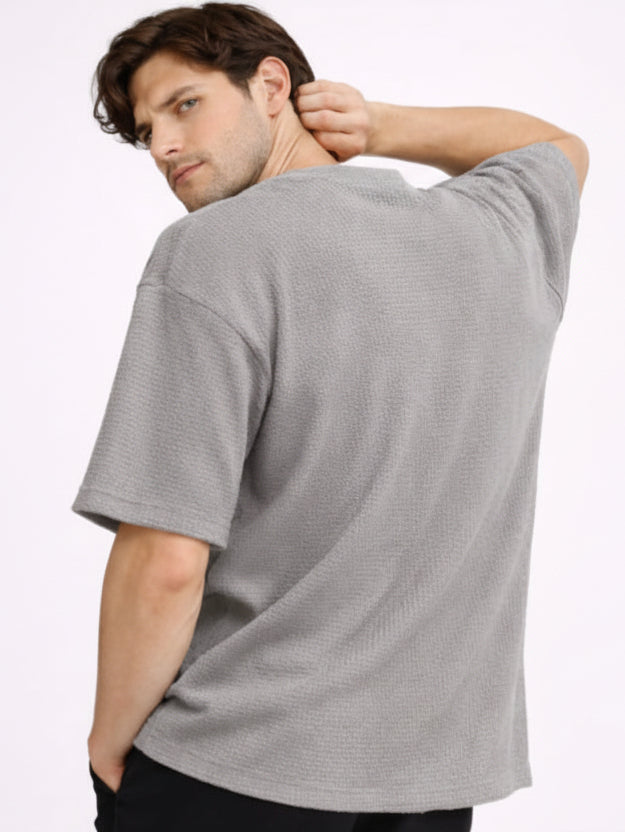 Grey oversized textured t shirt