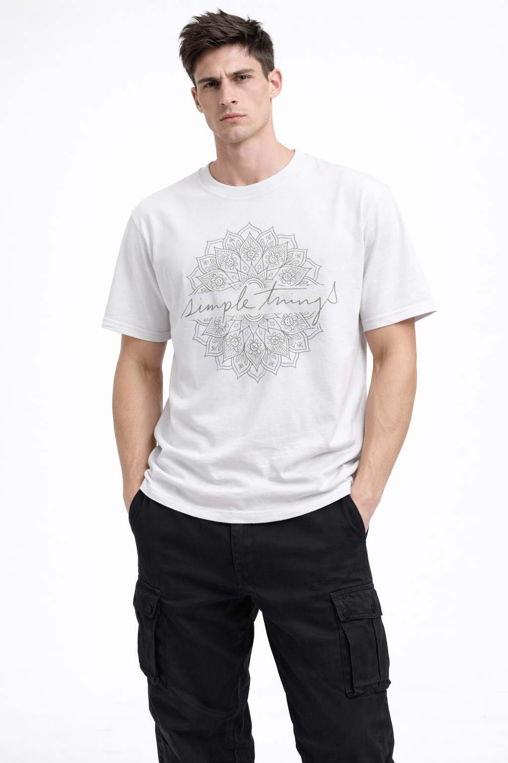 Men’s White Regular Fit Printed T-Shirt