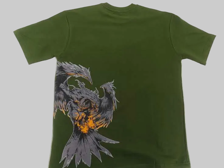 Army Green Phoenix Graphic oversized T-Shirt