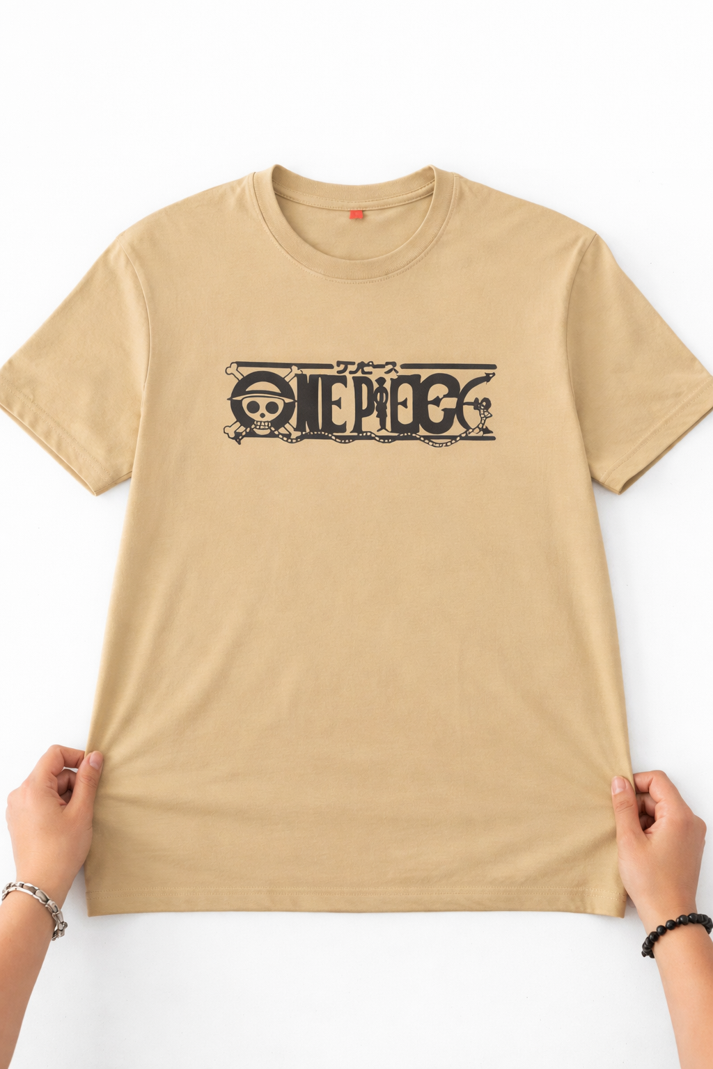 Beige One Piece Graphic oversized T-Shirt