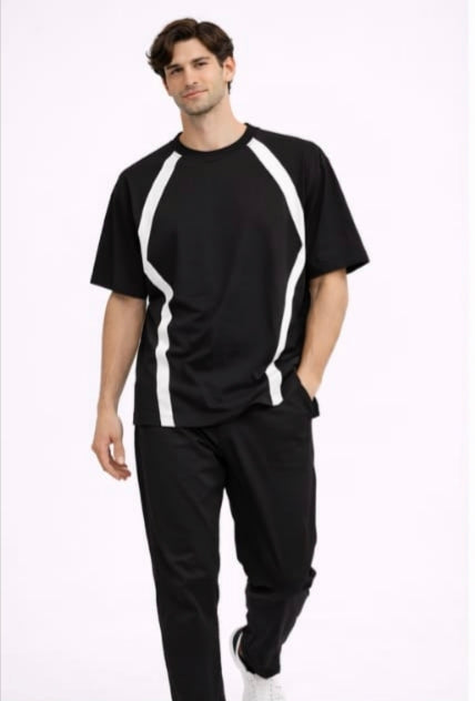 Black wrangle sleeves oversized T shirt